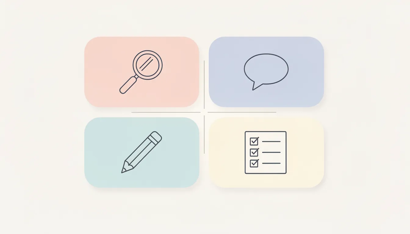 Four question categories of the SAT Reading and Writing section shown as a color-coded grid