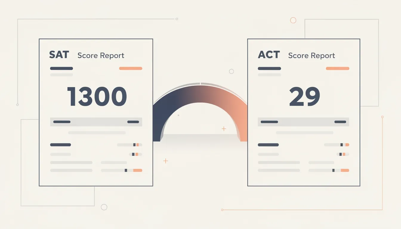 SAT and ACT score reports connected by a concordance bridge