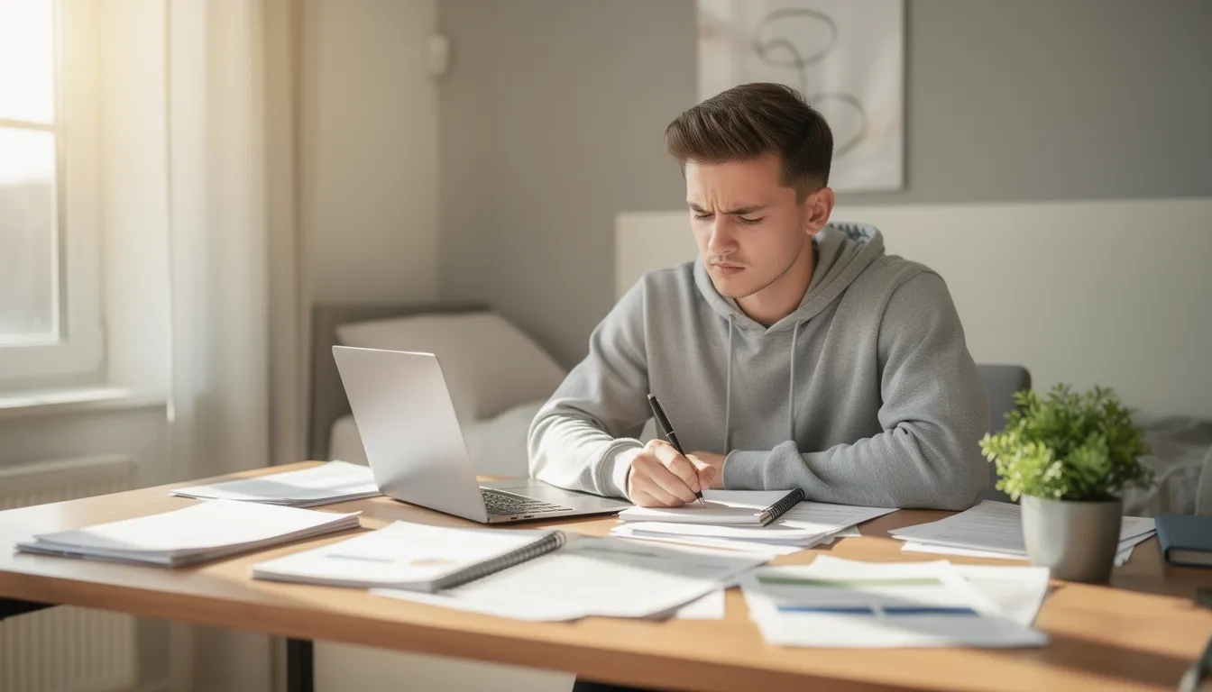 College student planning a nonprofit organization at their desk