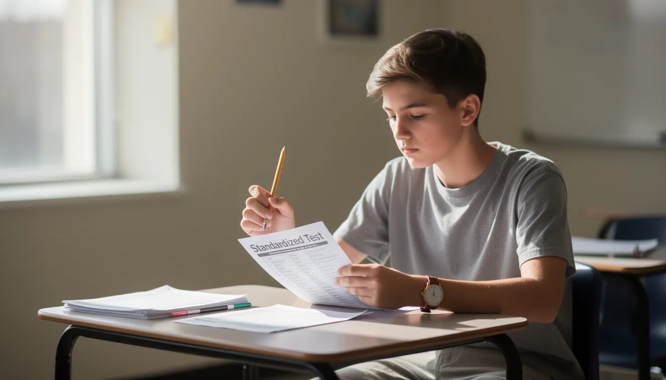 High school student taking a standardized test