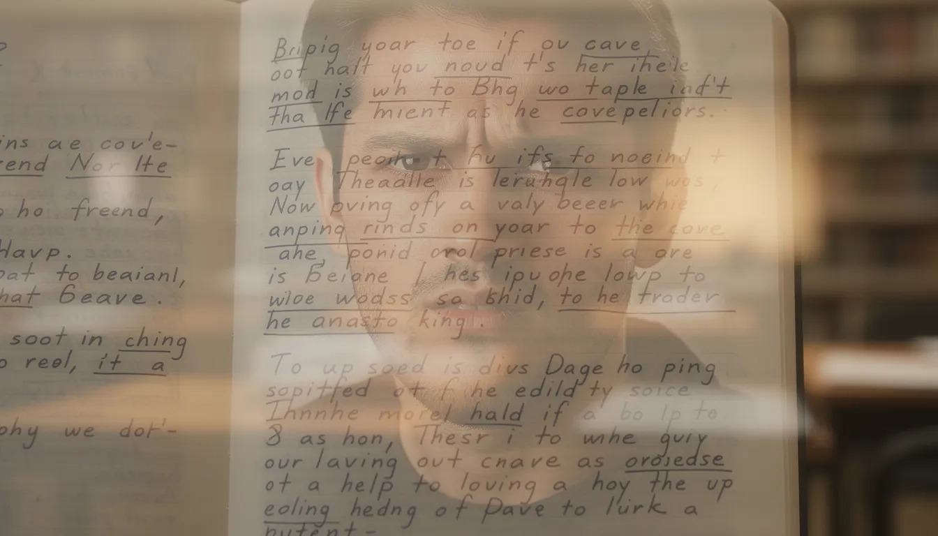 A student's handwritten notes with question marks and blank stares, representing the illusion of learning