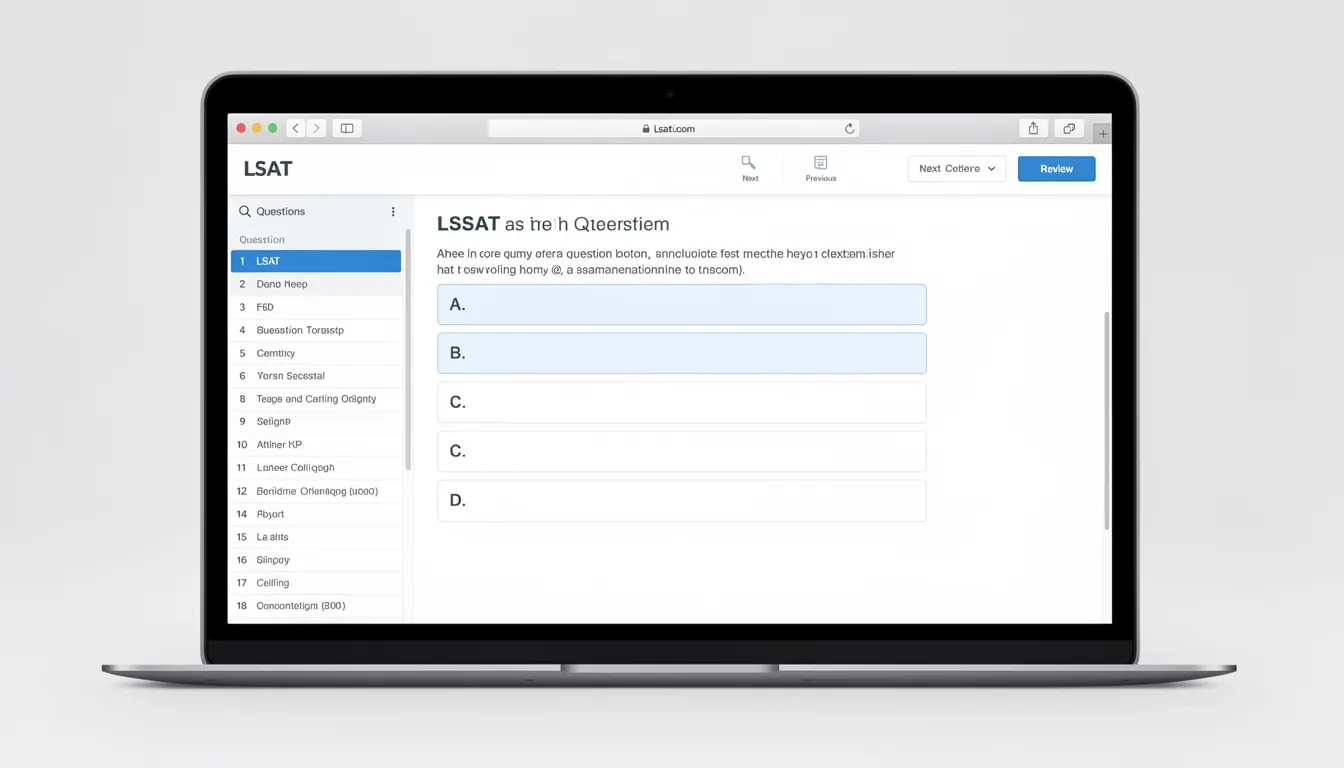 LawHub digital LSAT interface on a laptop screen