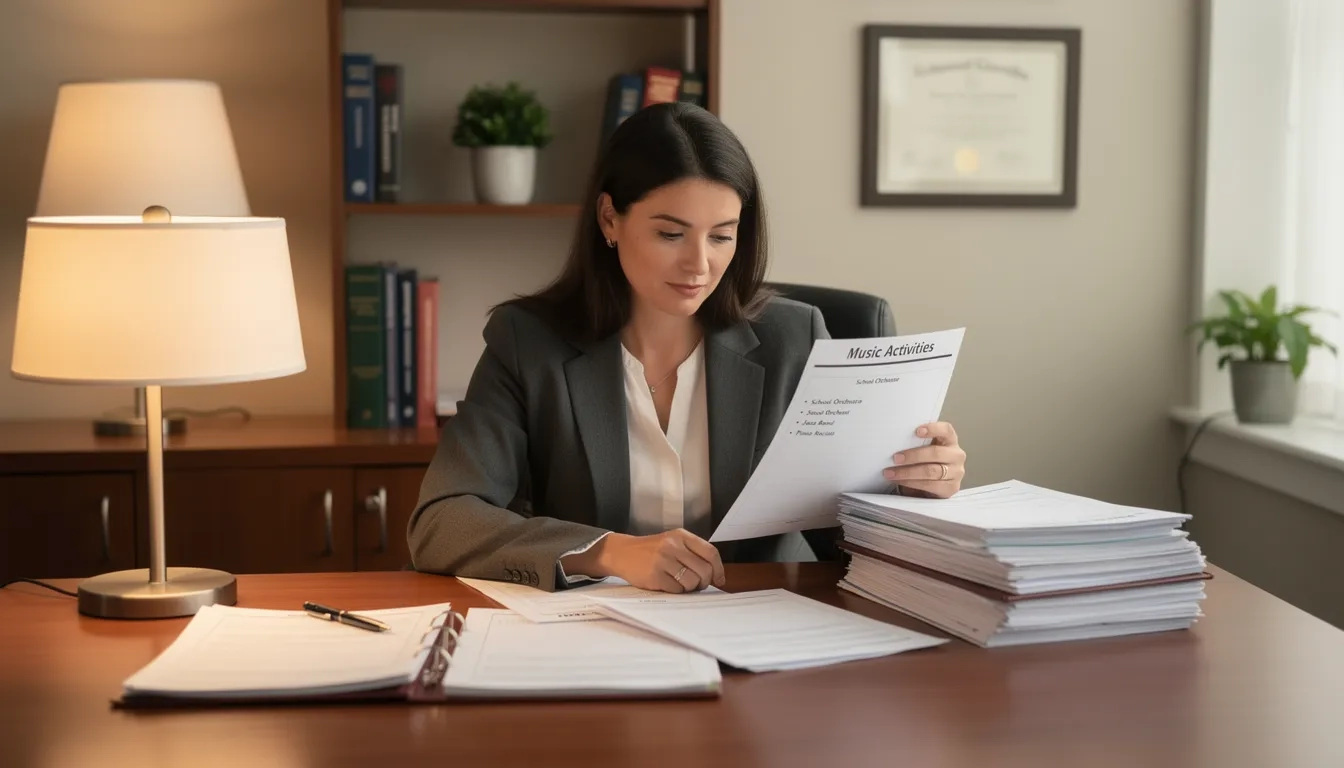 College admissions officer reviewing student applications