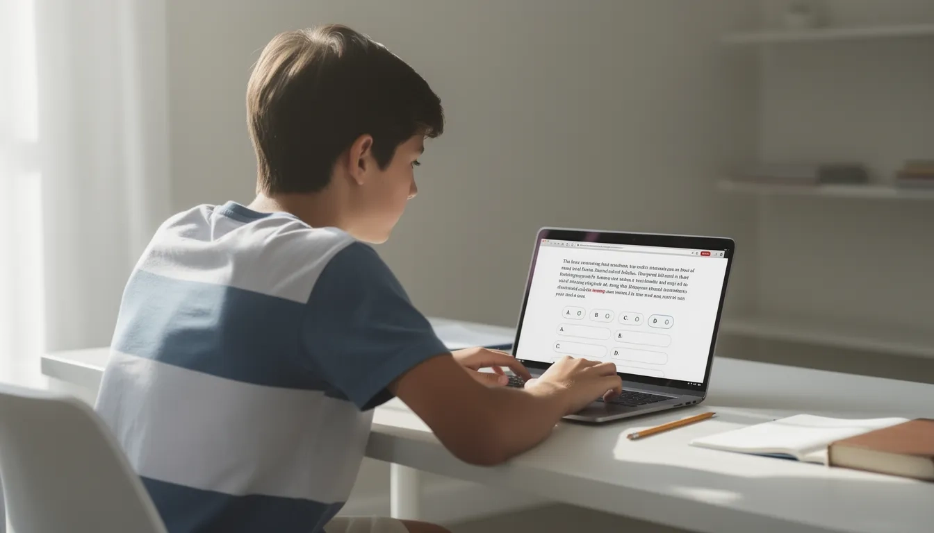 Student taking the digital SAT on a laptop