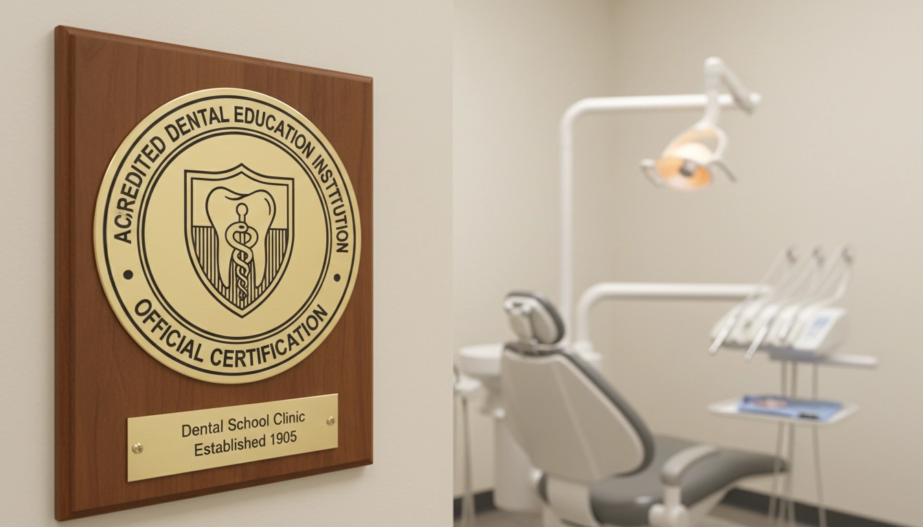 CODA accreditation certificate displayed in a dental hygiene program office