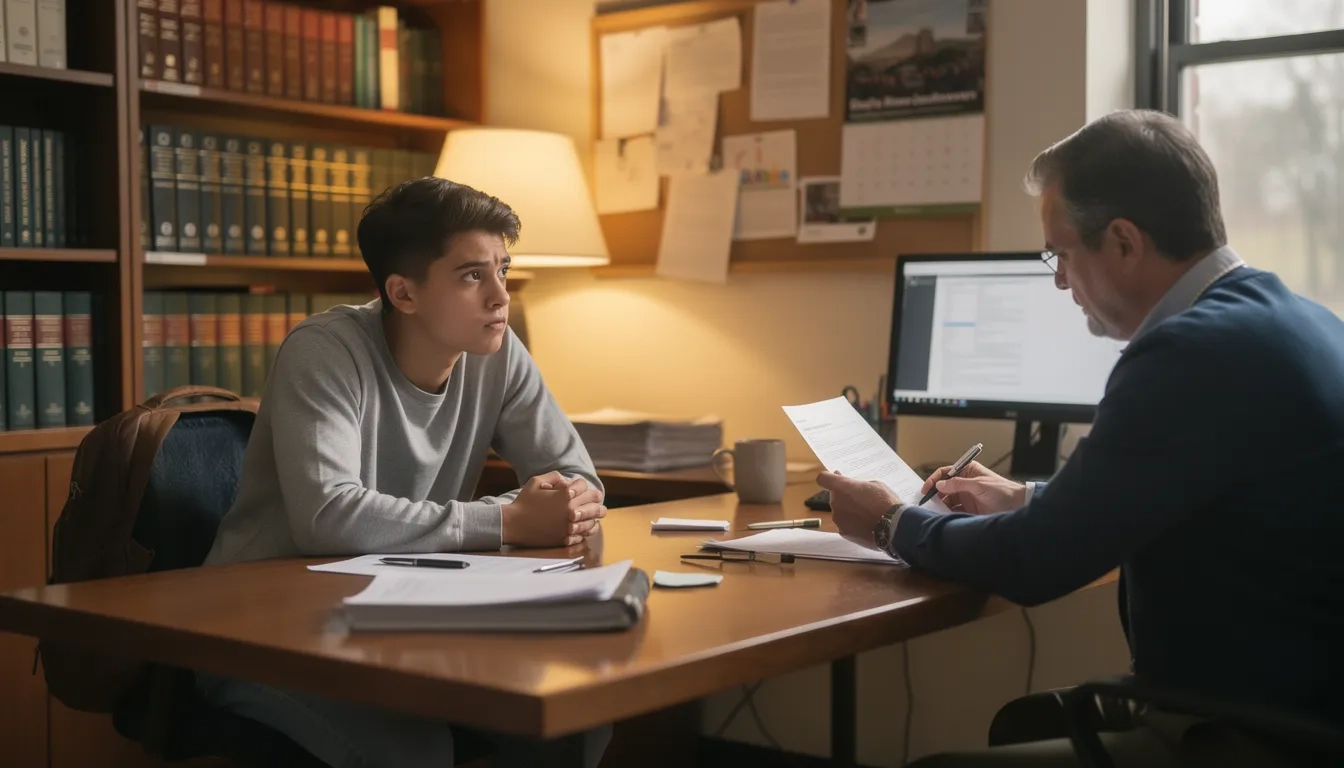 Undergraduate student meeting with faculty research supervisor