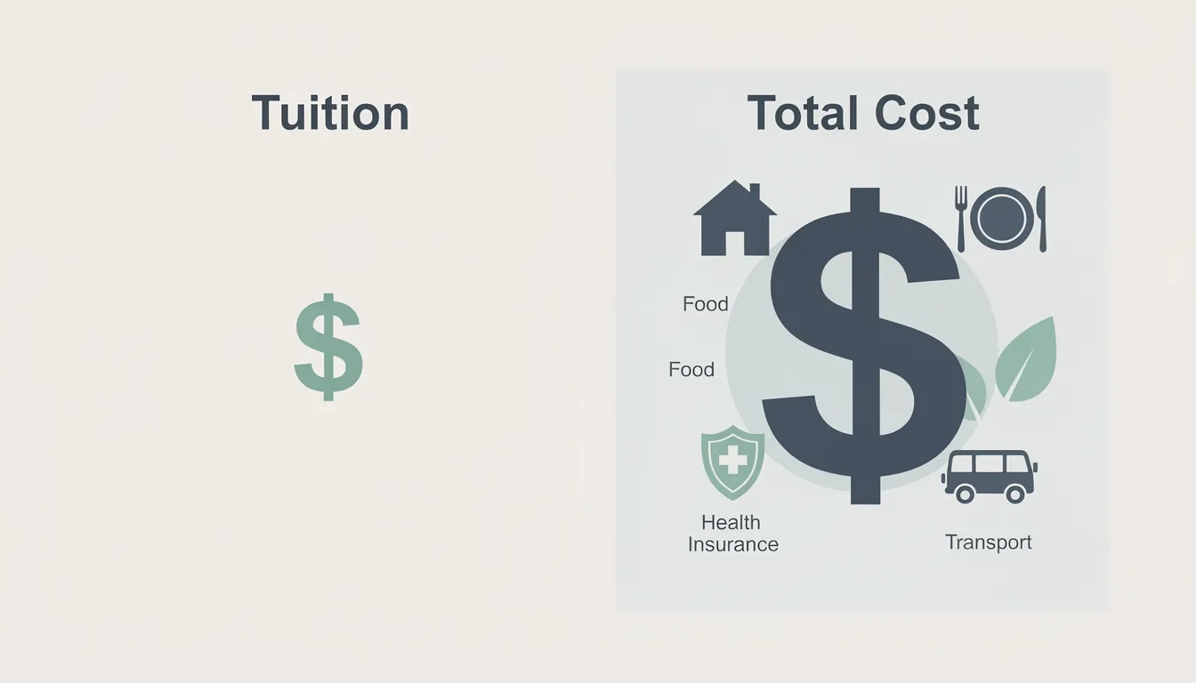 Infographic showing tuition is a small part of total graduate school cost