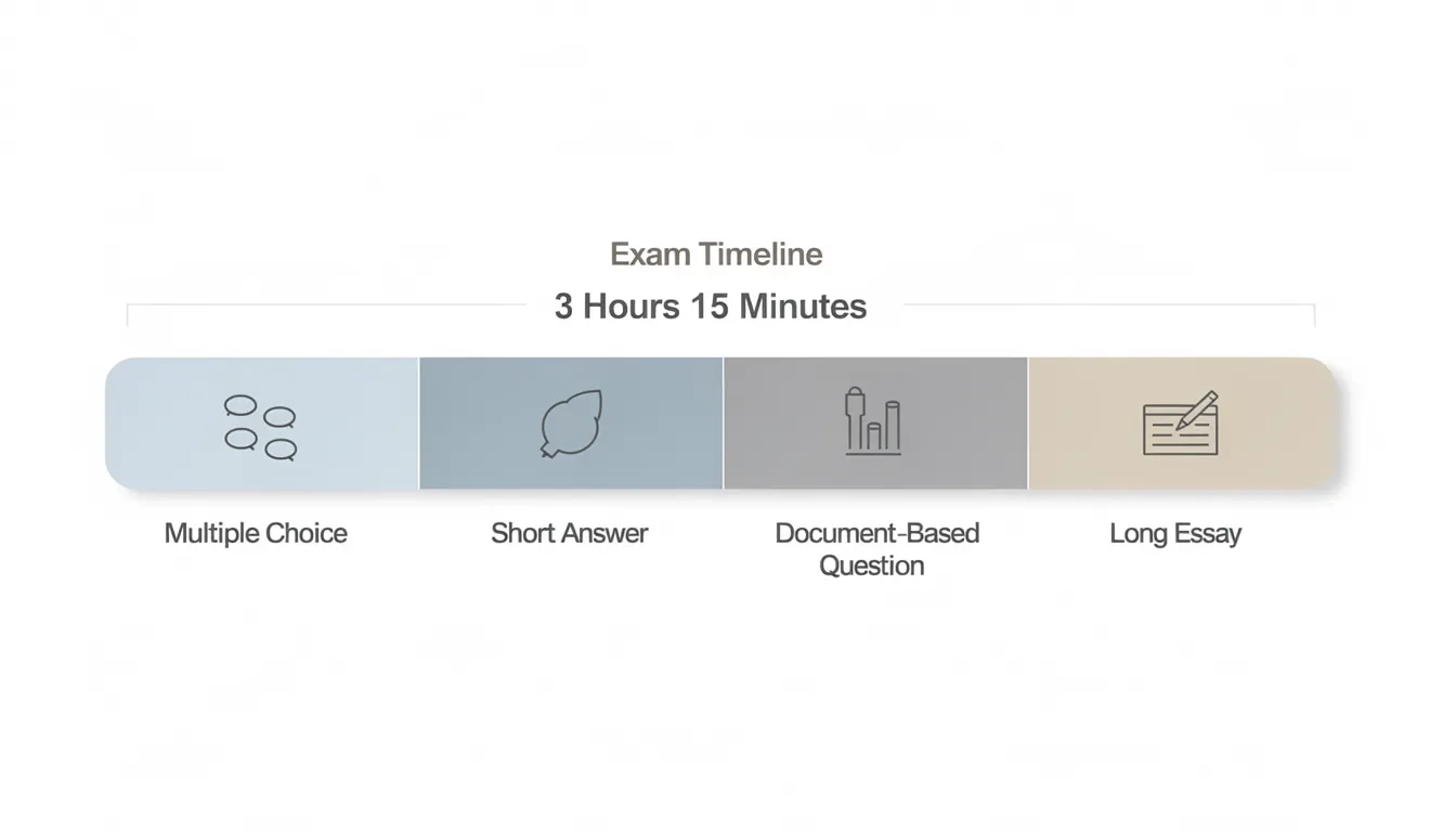 Visual breakdown of the AP World History exam timing and sections