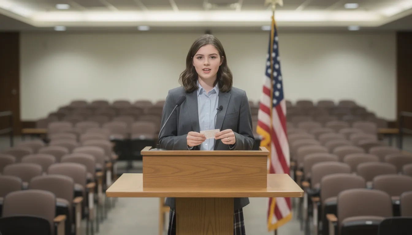High school student competing in a Lincoln-Douglas debate tournament
