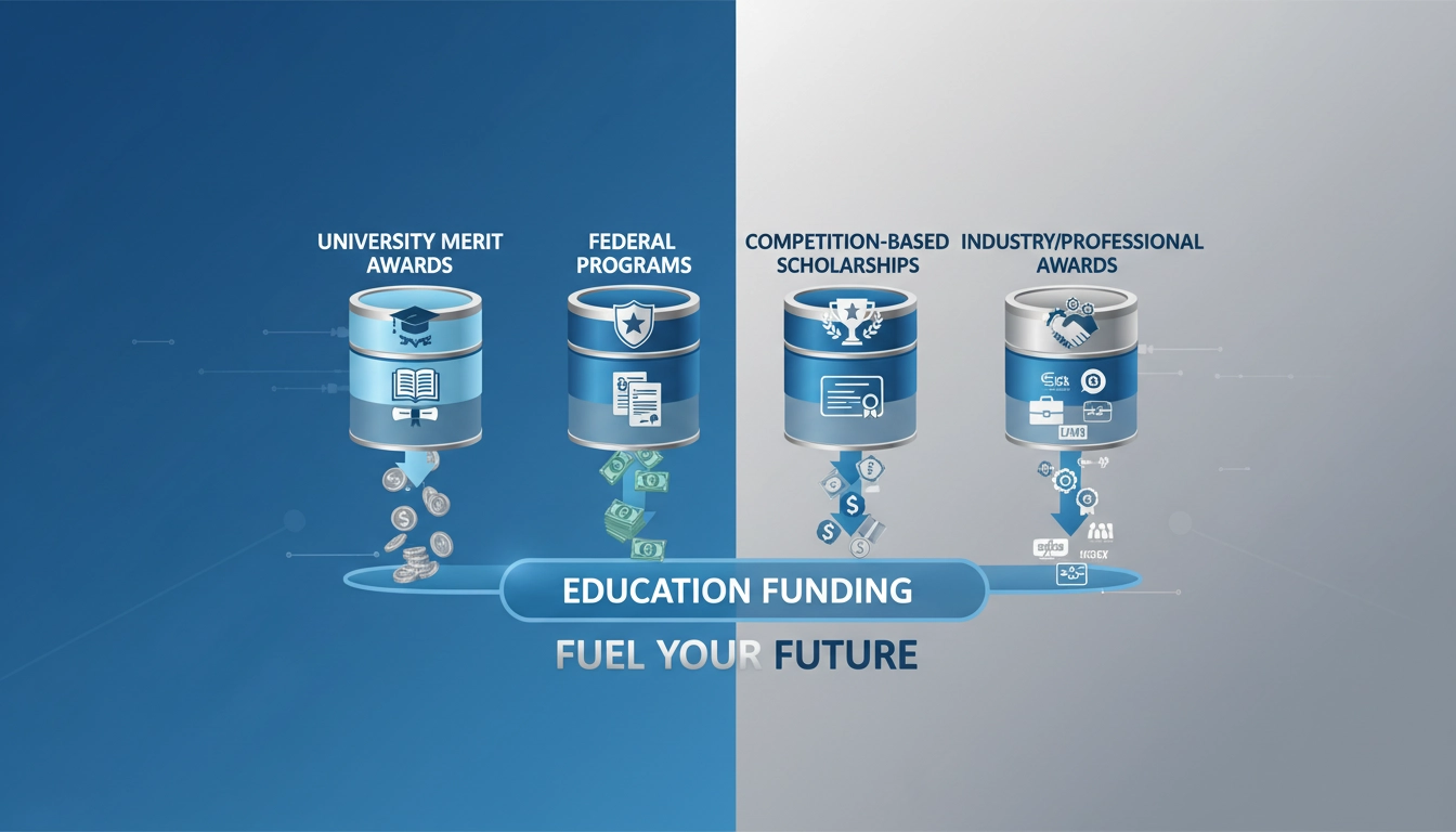 Four categories of robotics scholarship funding illustrated as distinct segments