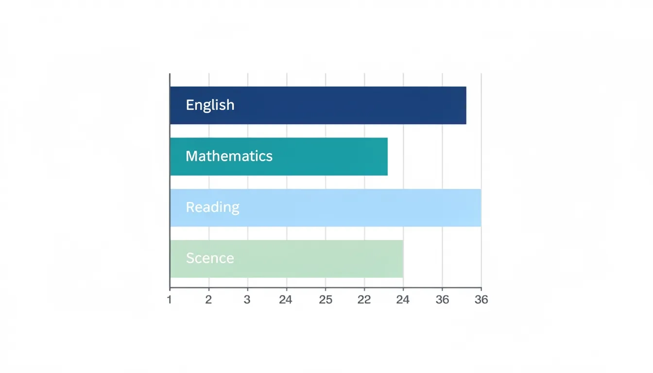 ACT composite score scale from 1 to 36 with section breakdowns
