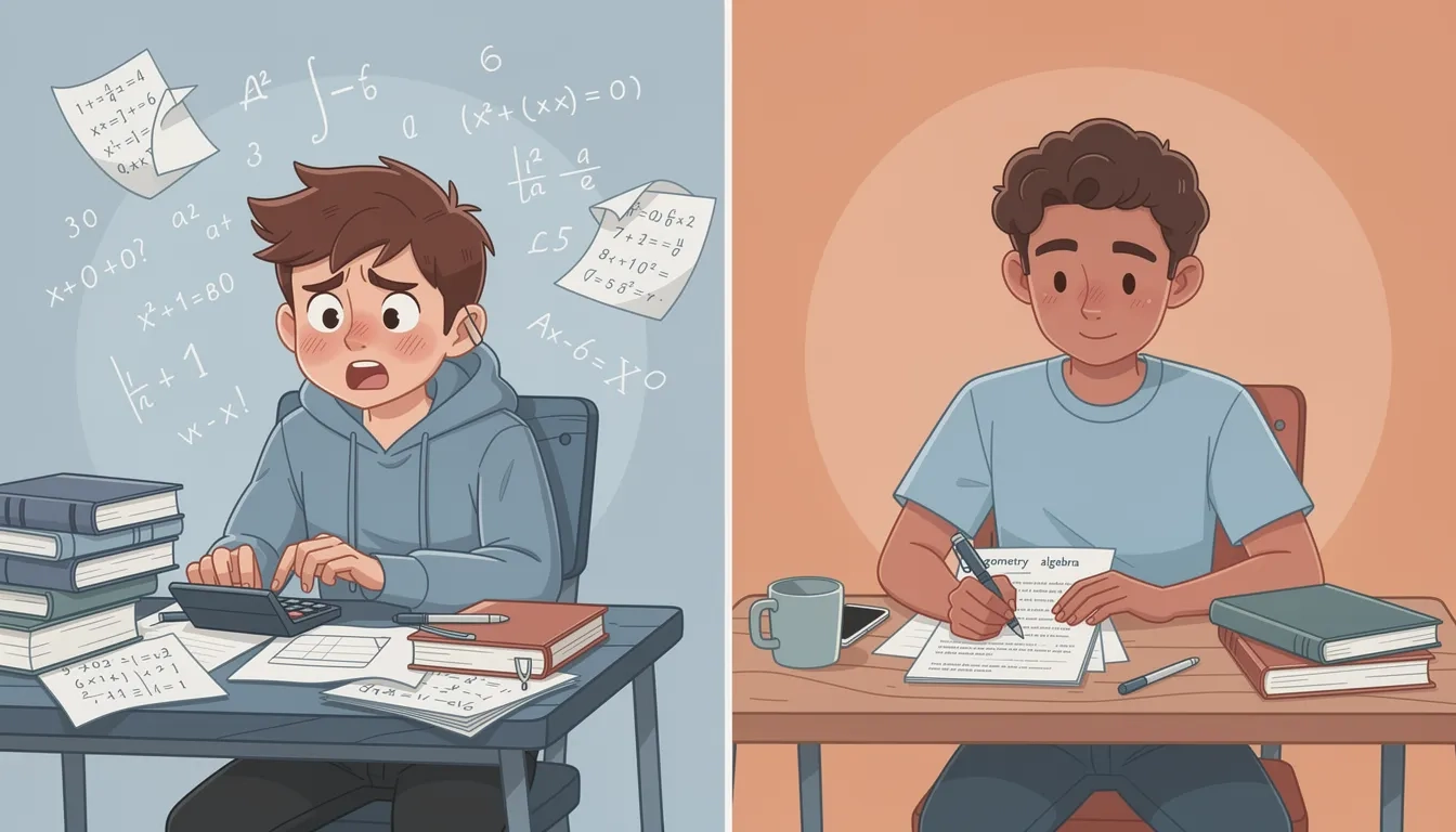 Split comparison showing a novice student jumping straight to equations versus an expert student first reading and categorizing a physics problem