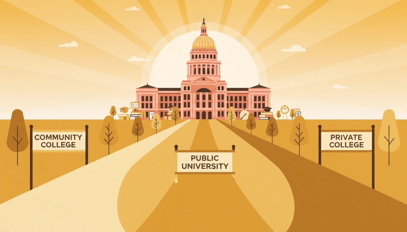 Three pathways representing Texas state grant programs for different institution types