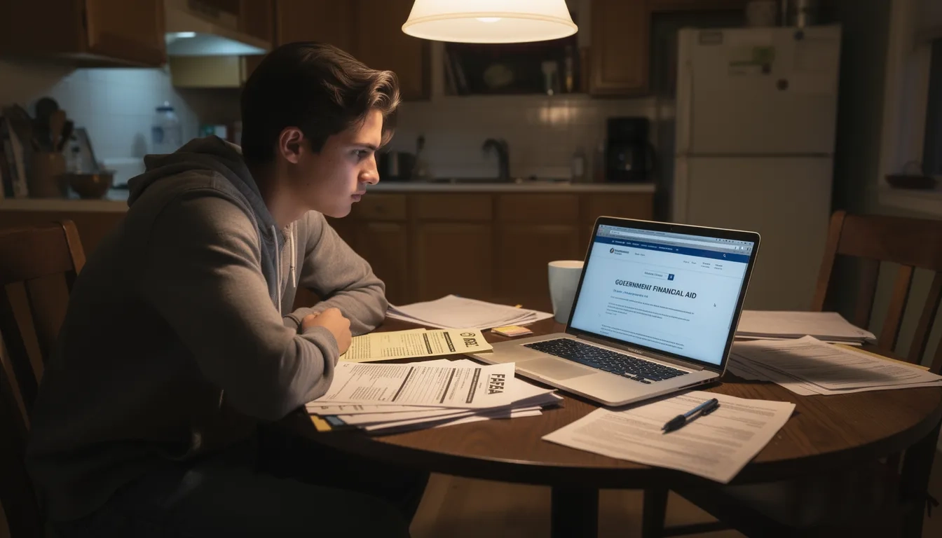Student completing FAFSA form at home