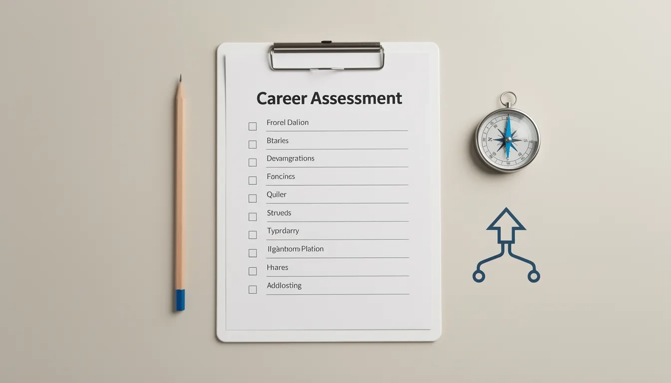 Career aptitude test materials on a clean desk