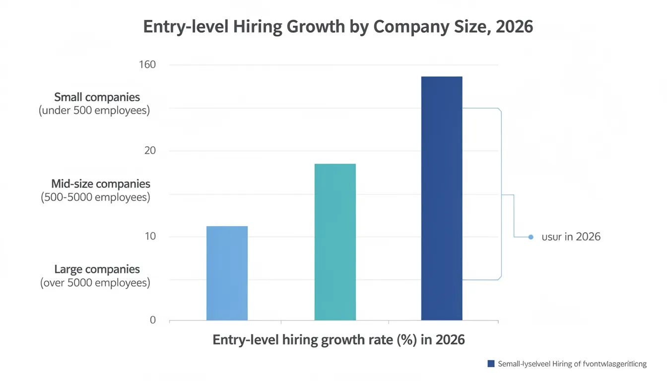 Bar chart showing 2026 entry-level hiring growth concentrated at large employers