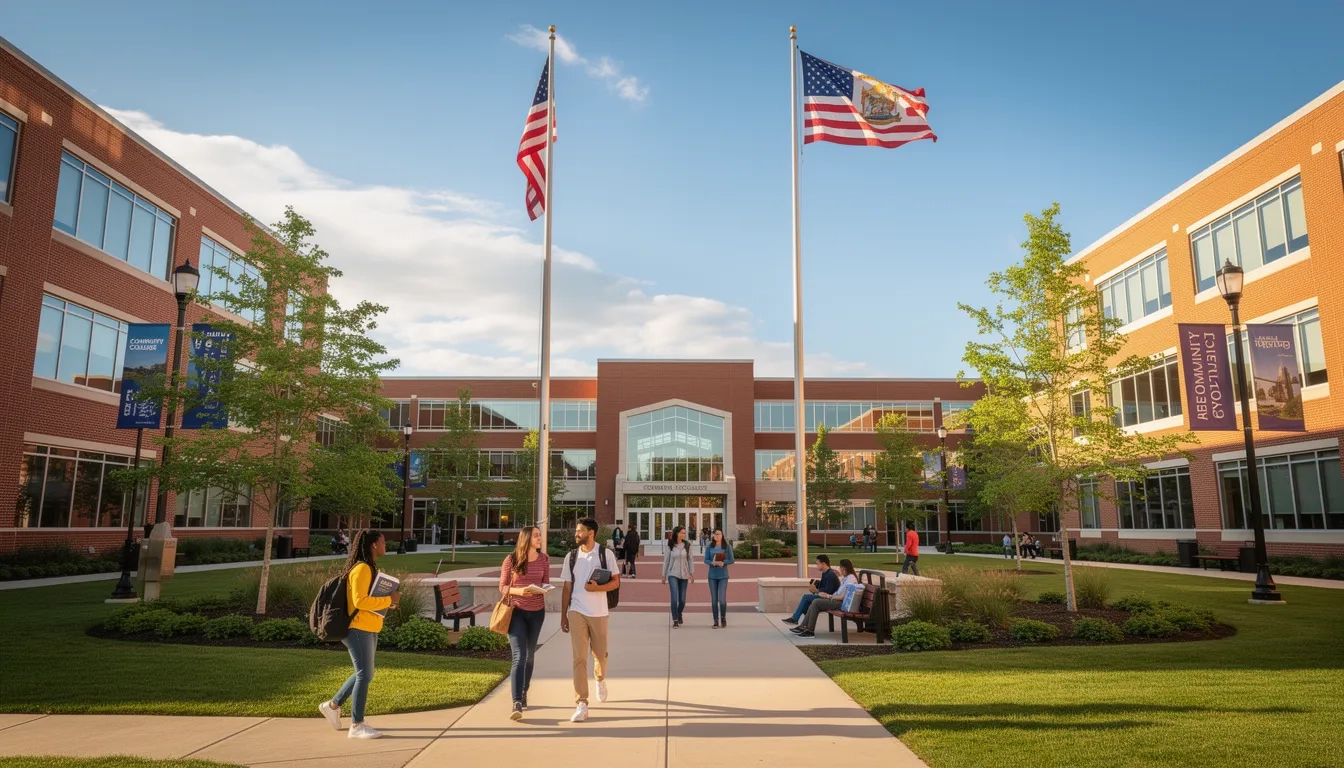 Rhode Island community college campus with students