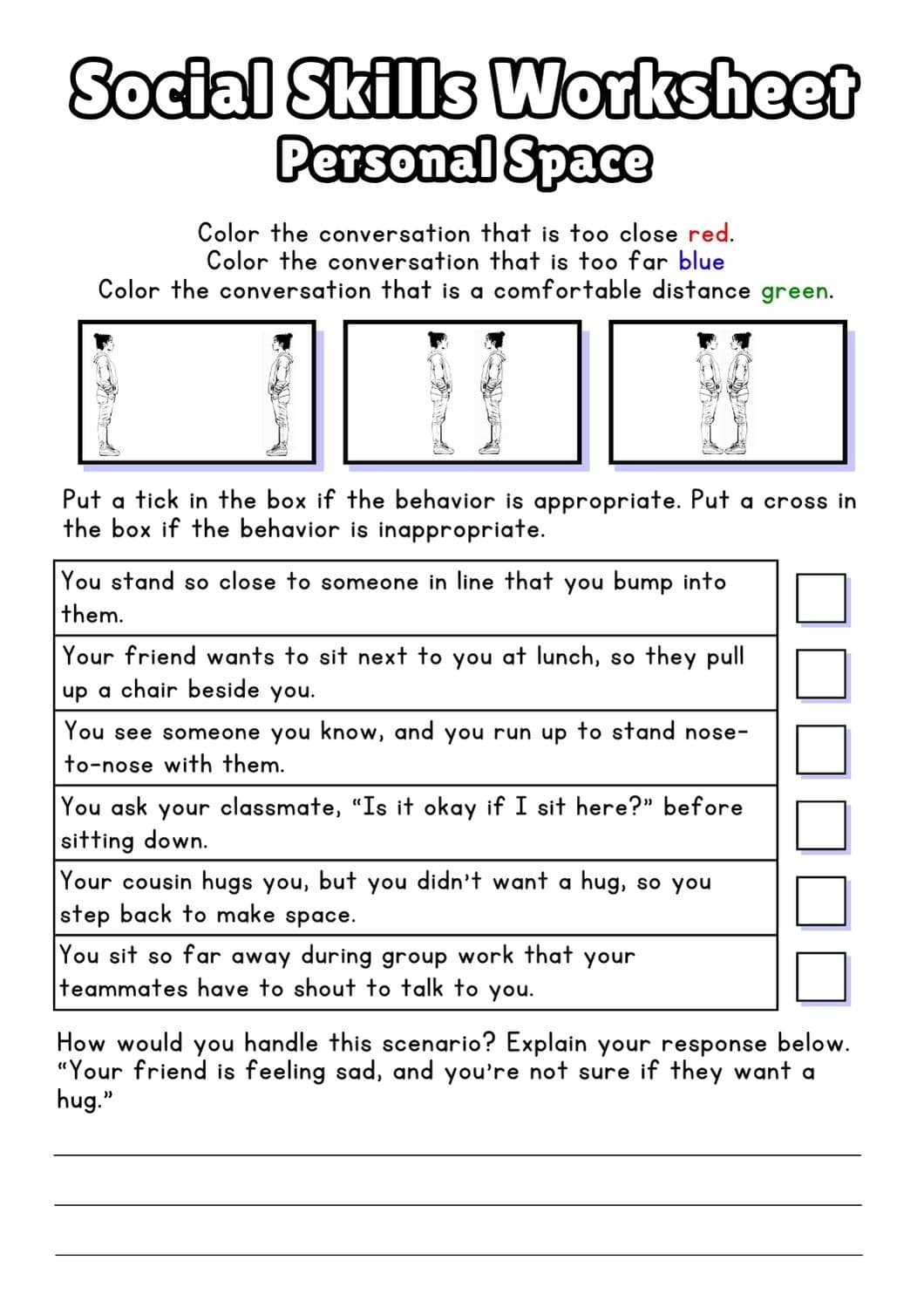 social skills worksheet