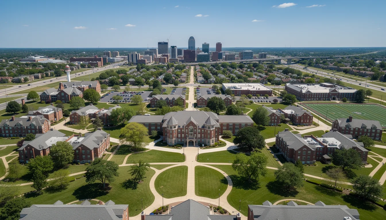 Aerial view of University of Dayton campus