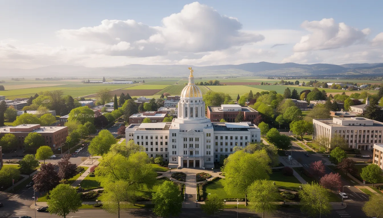 Oregon State Capitol building in Salem representing Oregon's centralized scholarship system