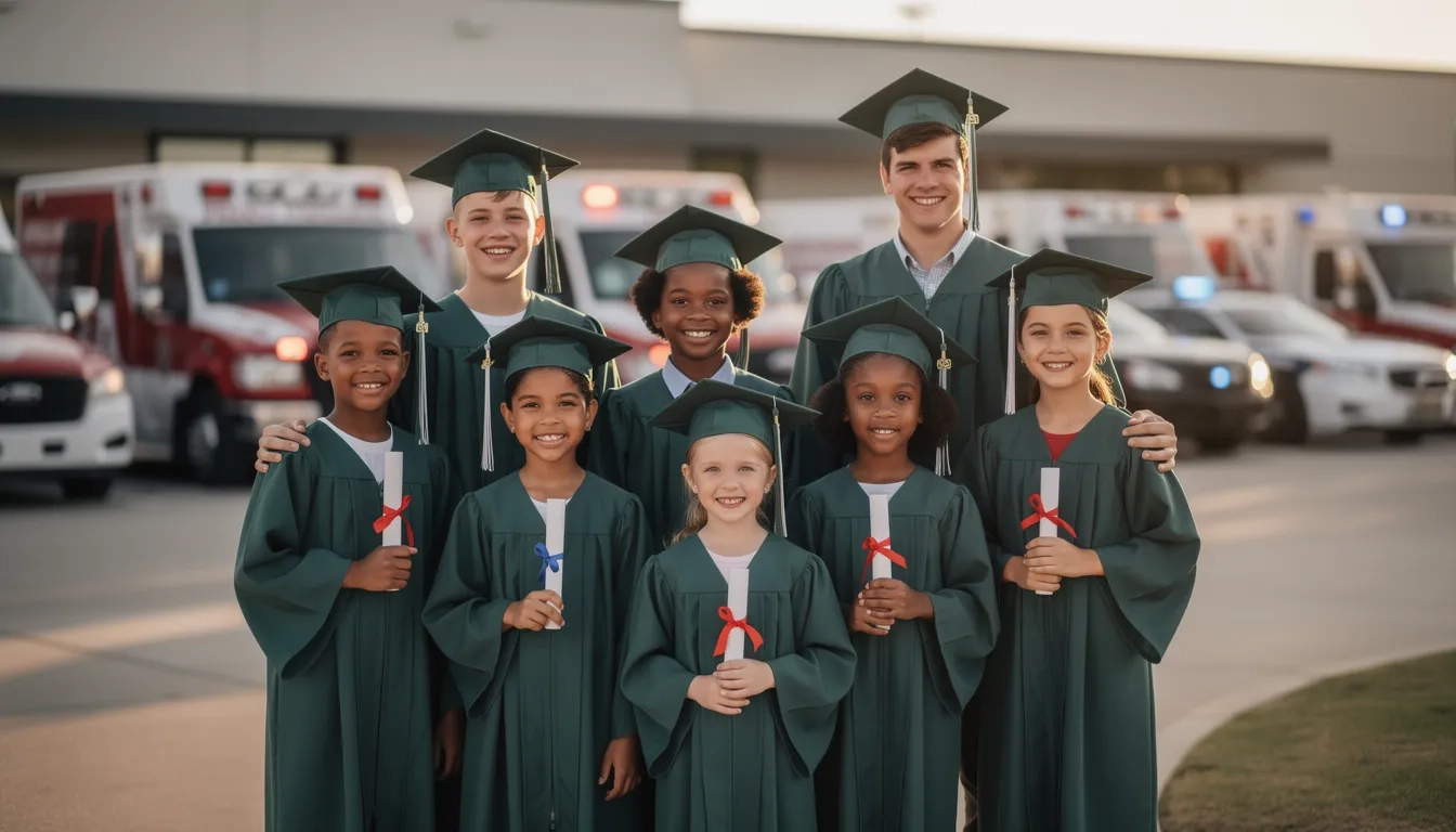 Children of first responders in graduation attire