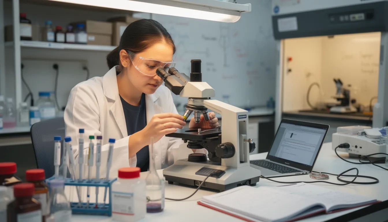 Undergraduate student conducting hands-on research in a university lab