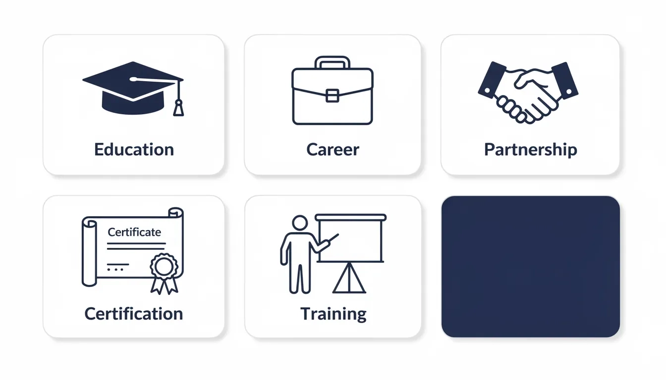 Five types of pre-MBA programs illustrated as distinct icons