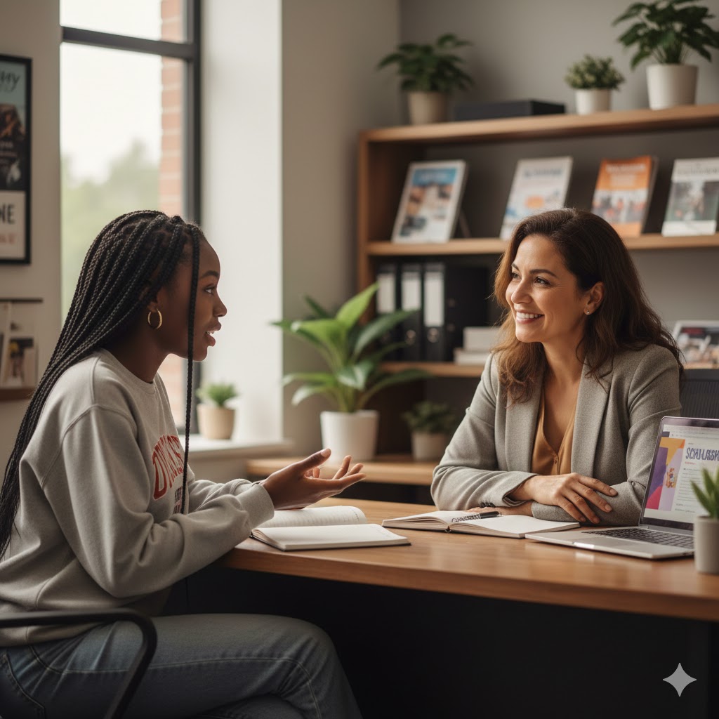 student meeting with counselor - career in the trades