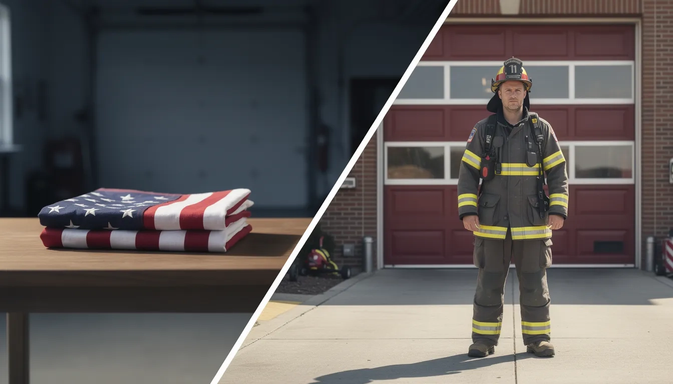 Two paths representing scholarships for children of fallen firefighters versus children of active-duty firefighters