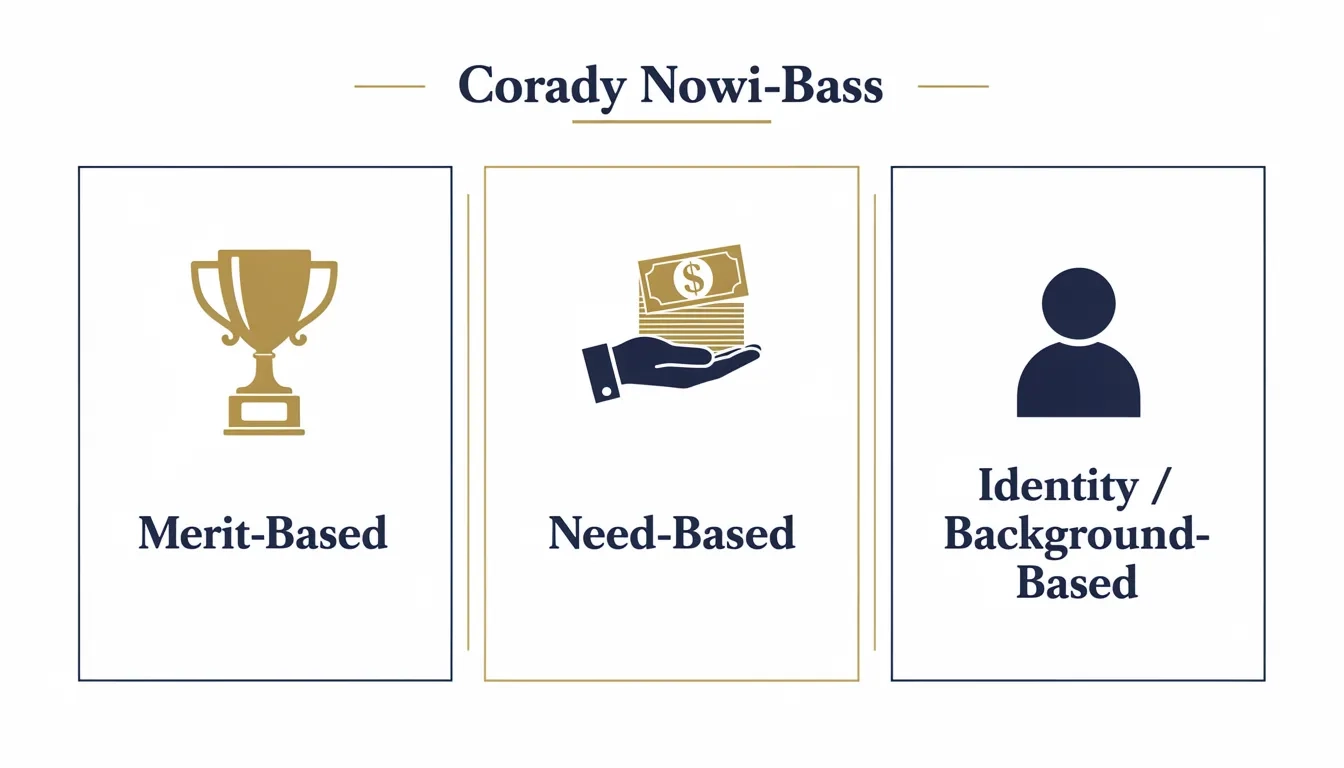 Three categories of pre-med scholarships illustrated as a side-by-side comparison