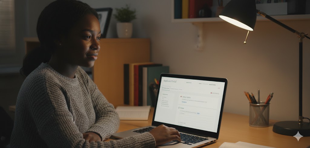 student logging into admission portal