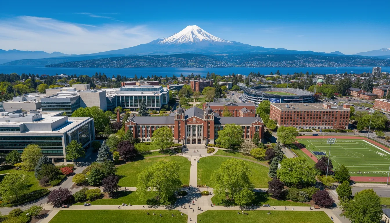 University of Washington campus with Mount Rainier in the background