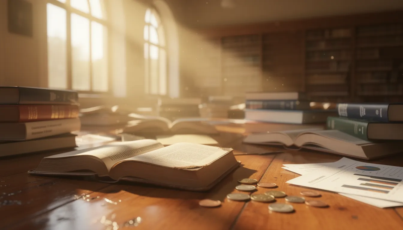 Sunlit university library with books and documents symbolizing scholarship opportunities