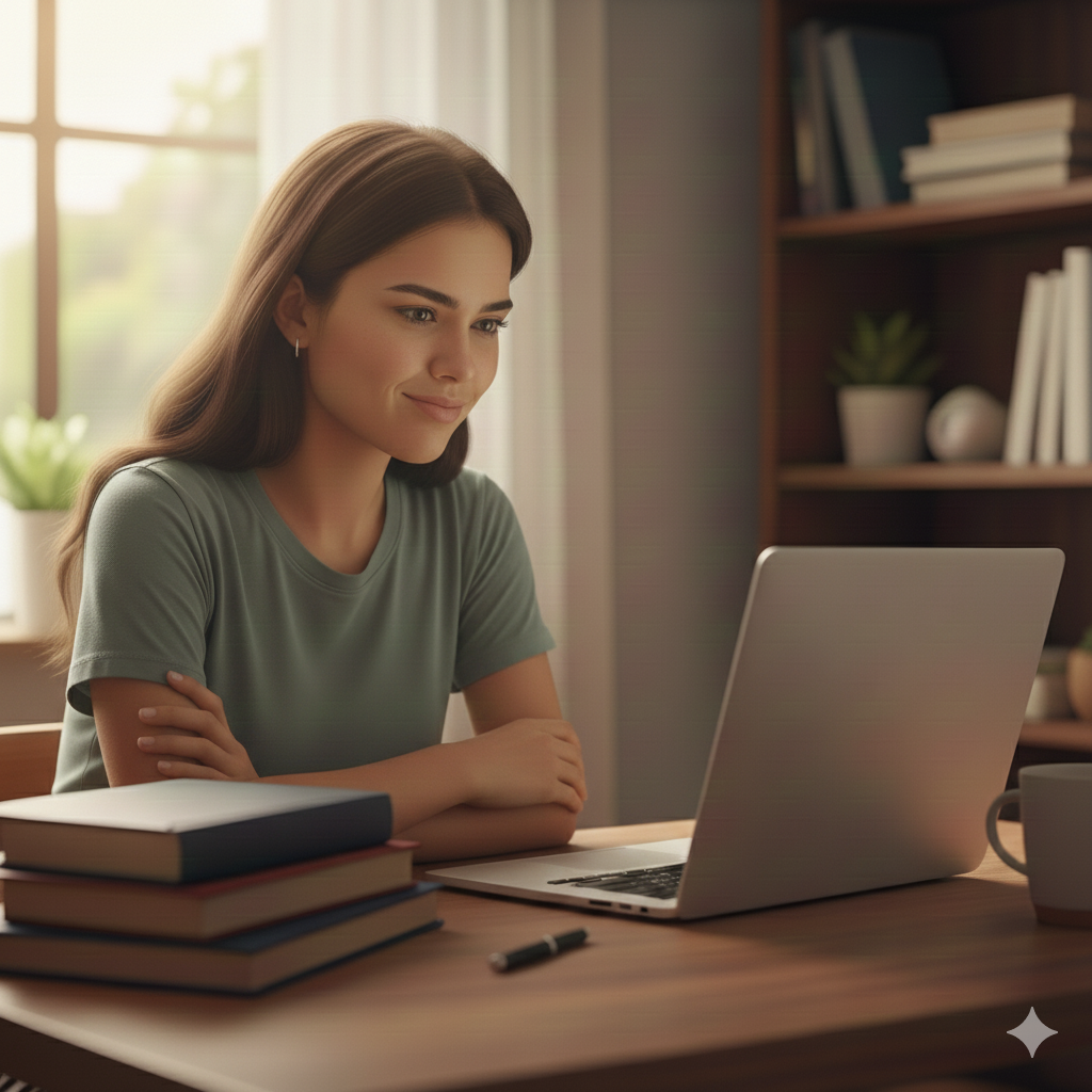 student on her laptop looking at her GPA - raising your gpa