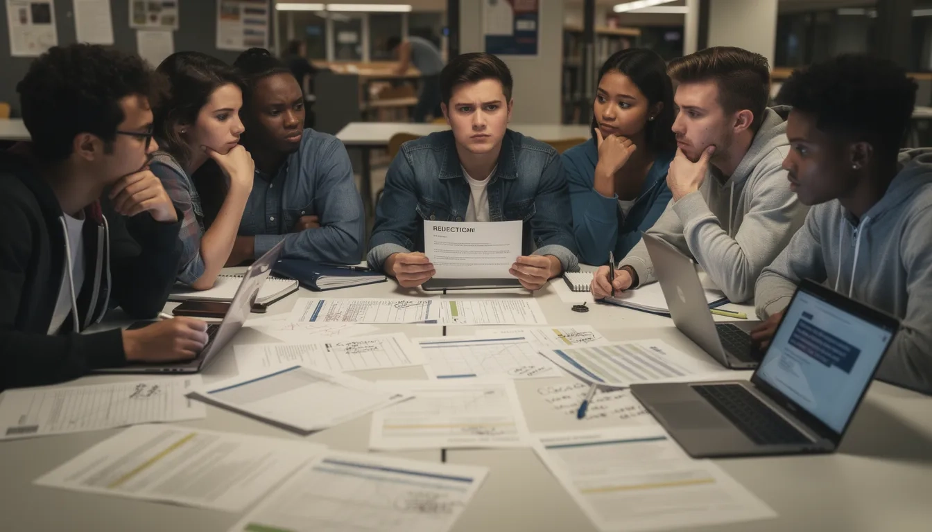 International students reviewing scholarship documents and financial paperwork