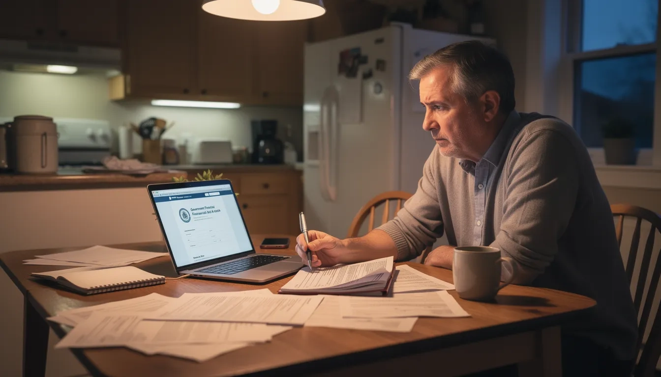 Adult learner filling out FAFSA financial aid form at home
