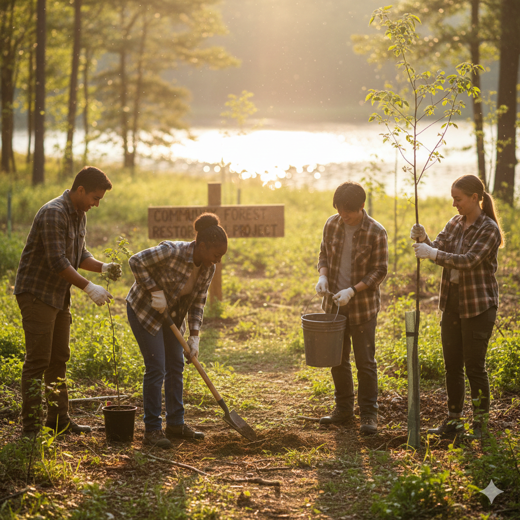 students volunteering