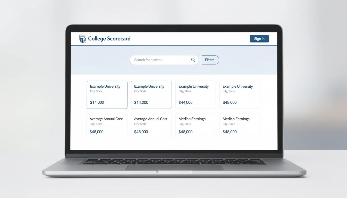 College Scorecard website displayed on a laptop screen