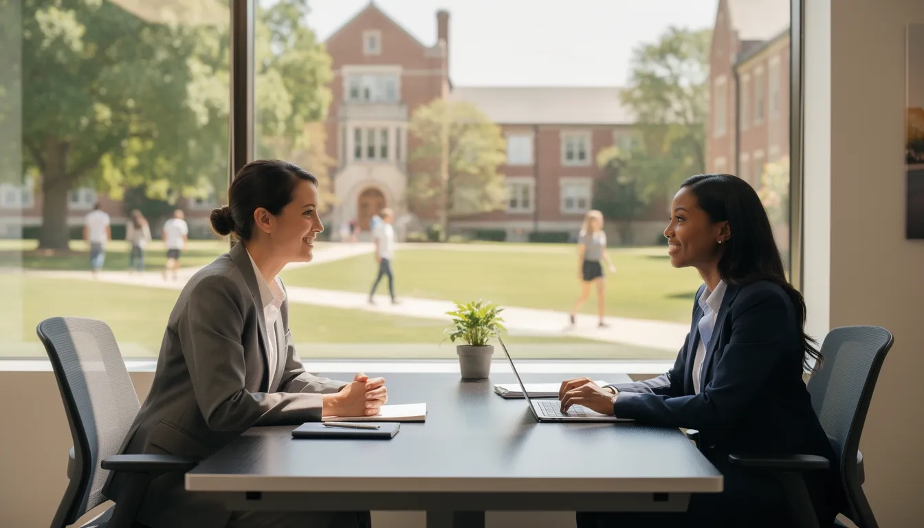 Employee discussing dependent scholarship benefits with HR representative