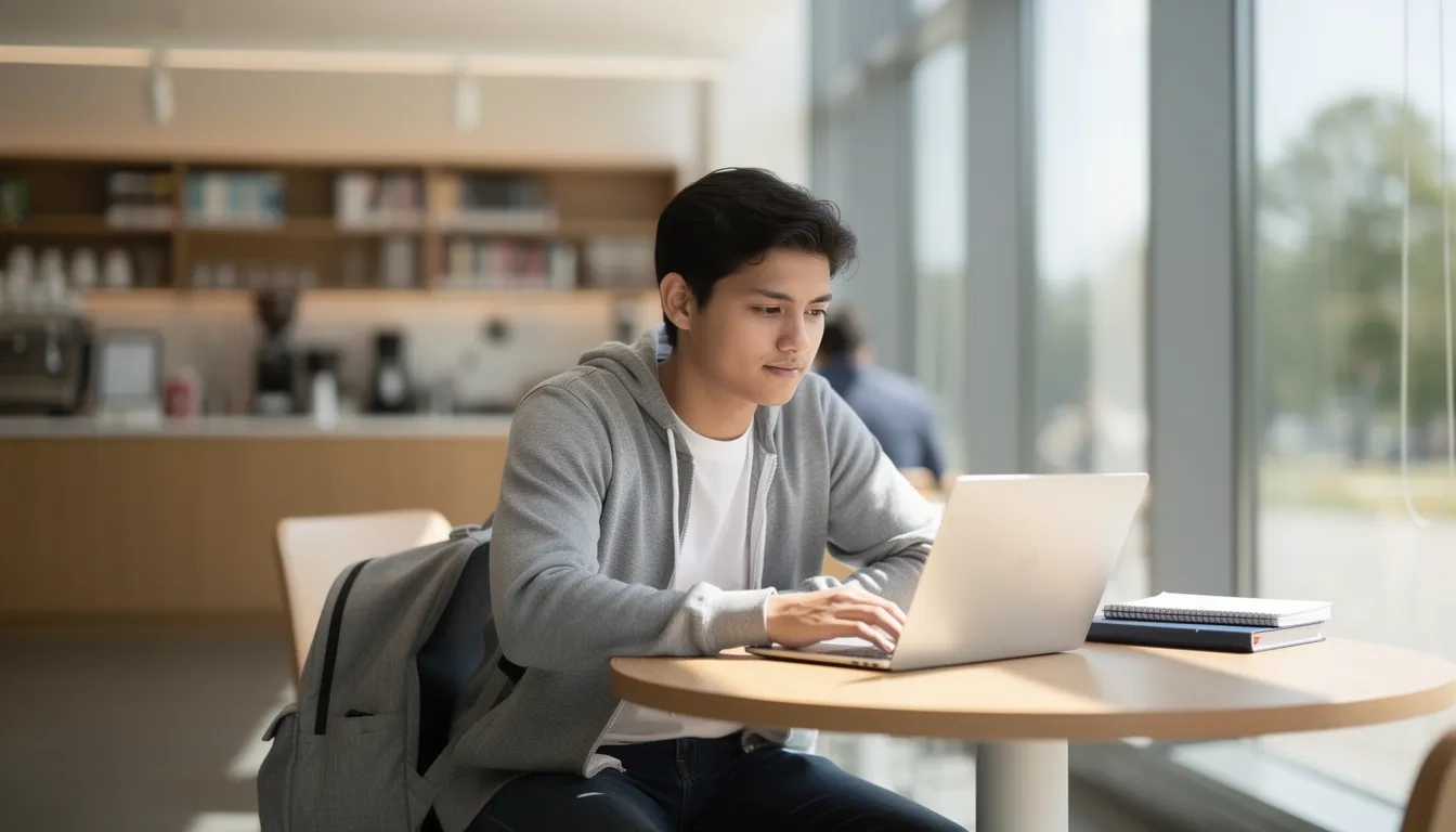 College student building their personal brand on a laptop