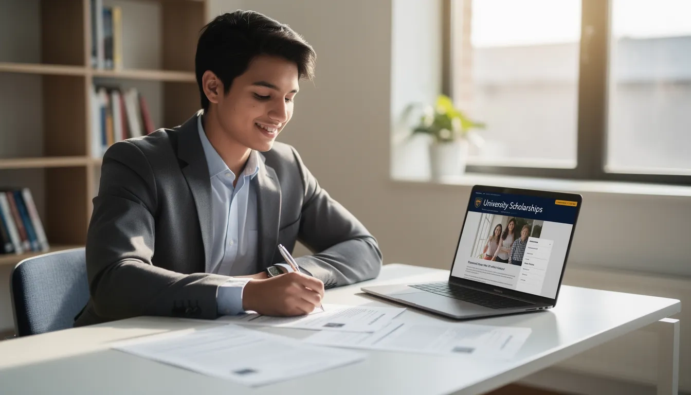 College student reviewing marketing scholarship applications