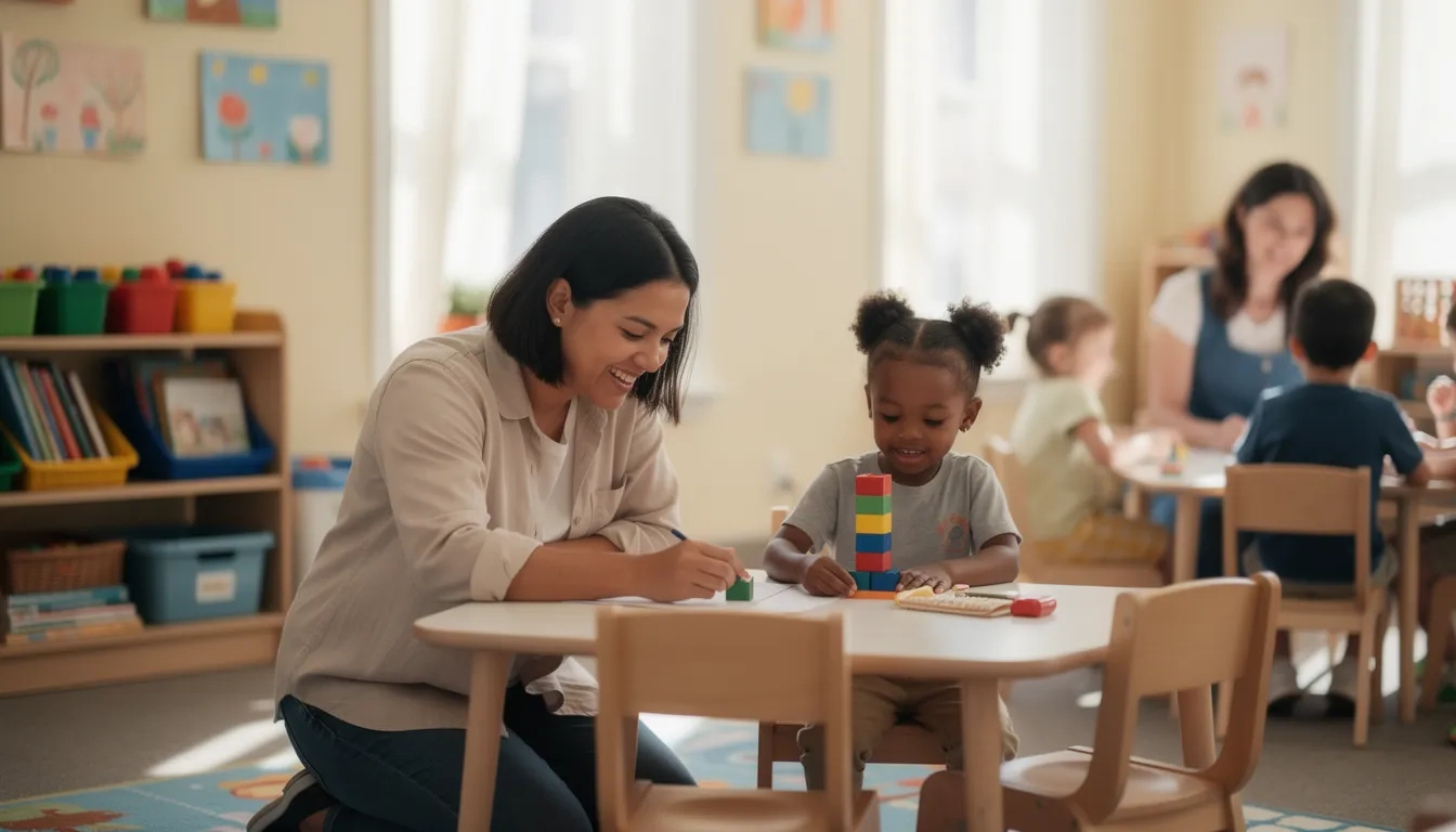 Pennsylvania parent and child at a childcare center