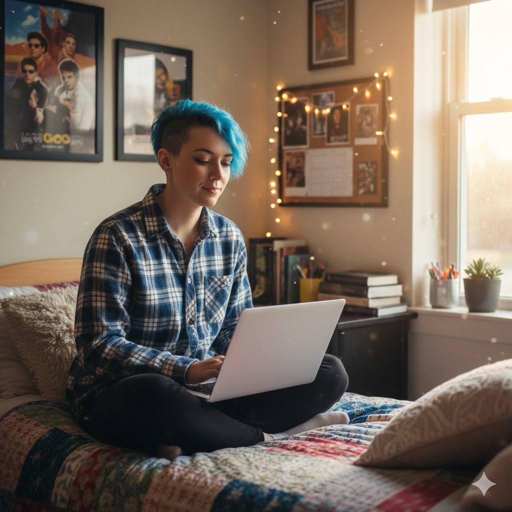 student searching for internships on her laptop - find a paid internship in 2026