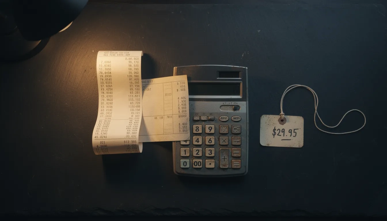 Calculator and receipt representing net price calculation for college costs