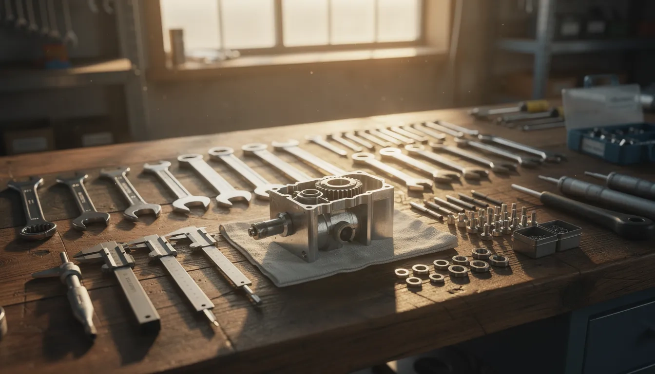 Organized workshop bench with precision tools symbolizing hands-on apprenticeship training