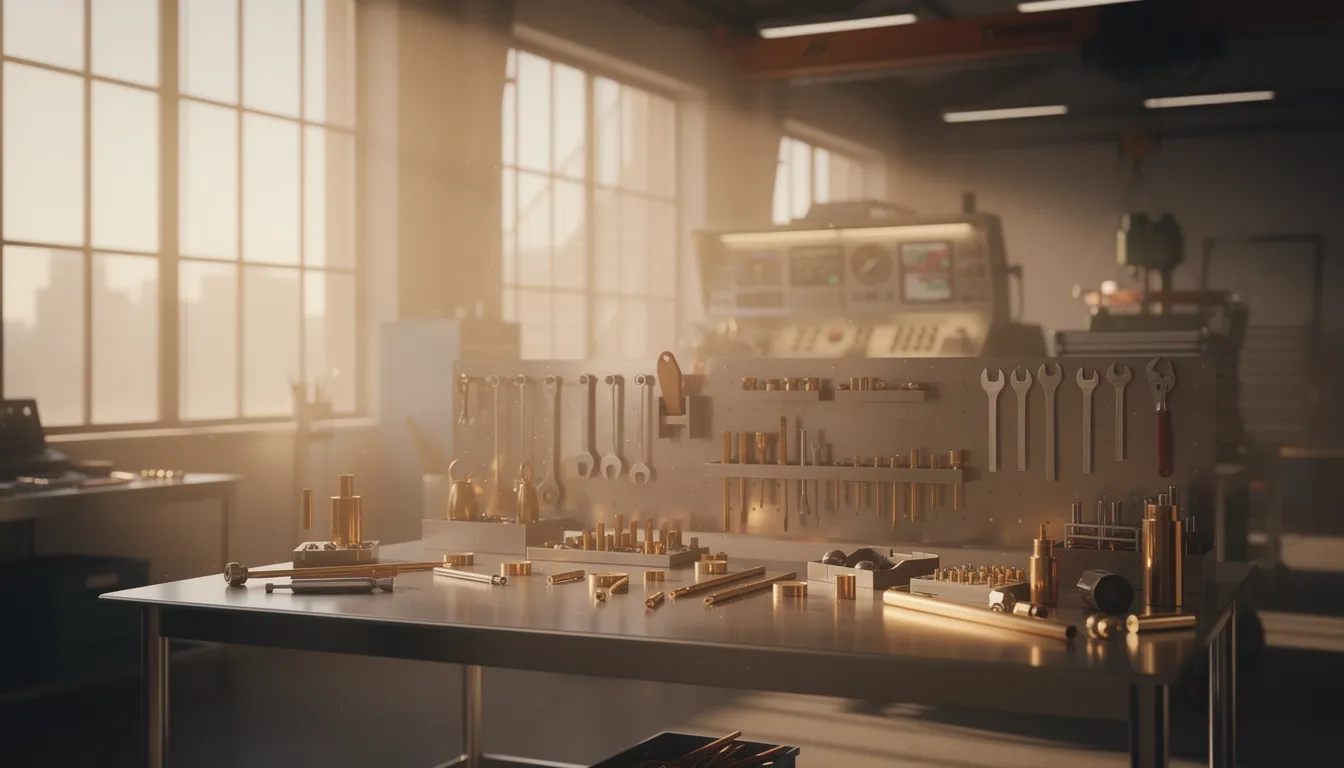 Sunlit industrial workshop with tools representing skilled trade career paths