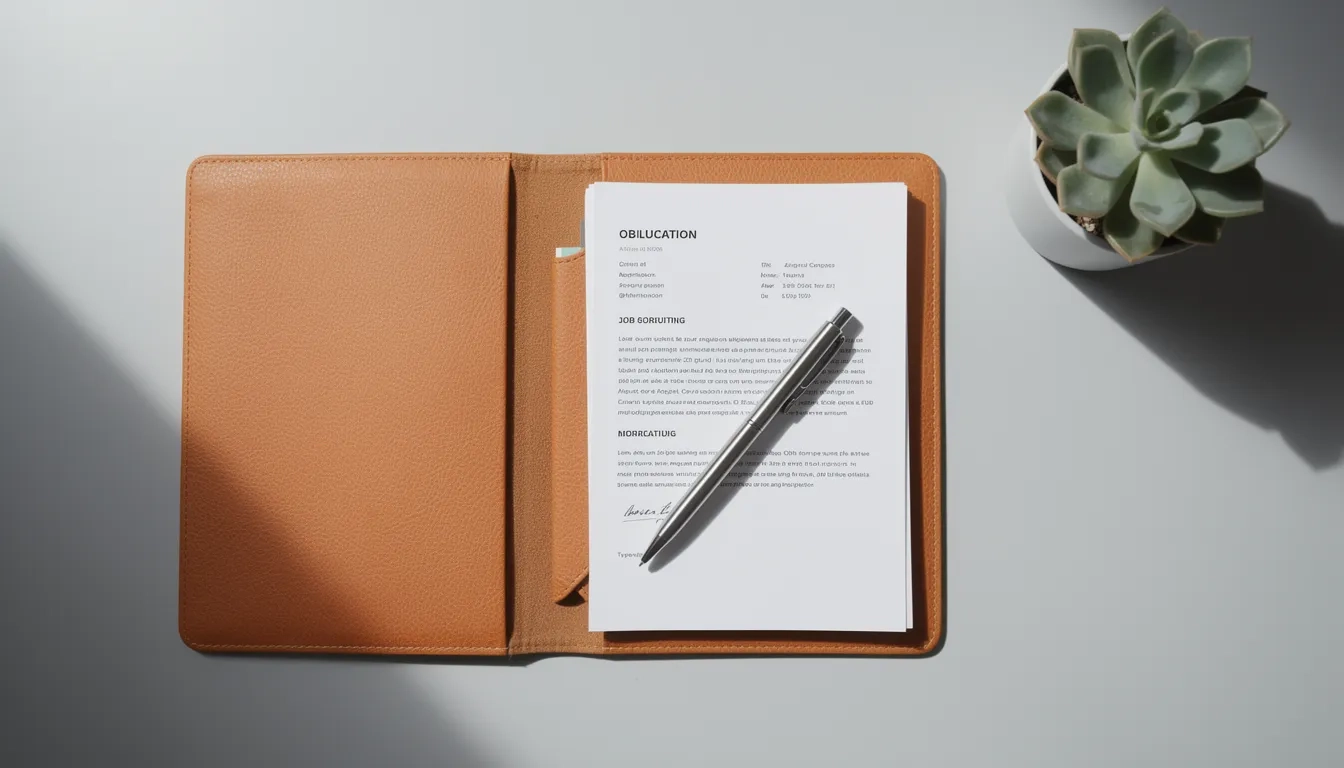 Leather portfolio with job application documents representing accounting career paths