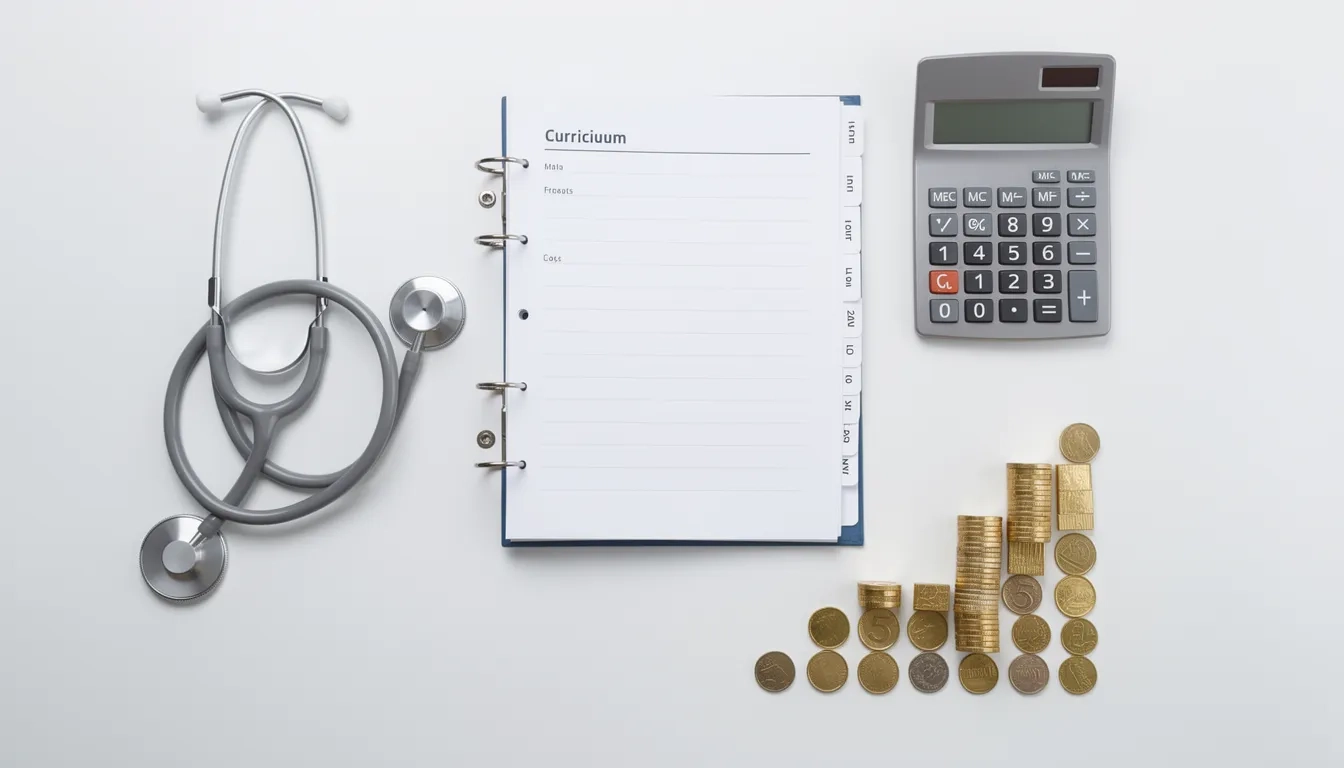 Stethoscope and financial planning materials representing healthcare administration degree costs