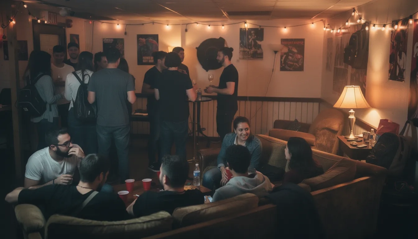 College students socializing at a party