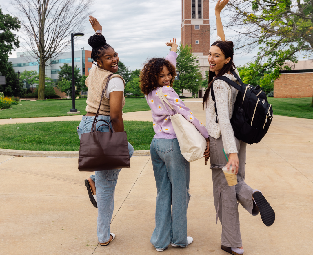 students walking on college campus